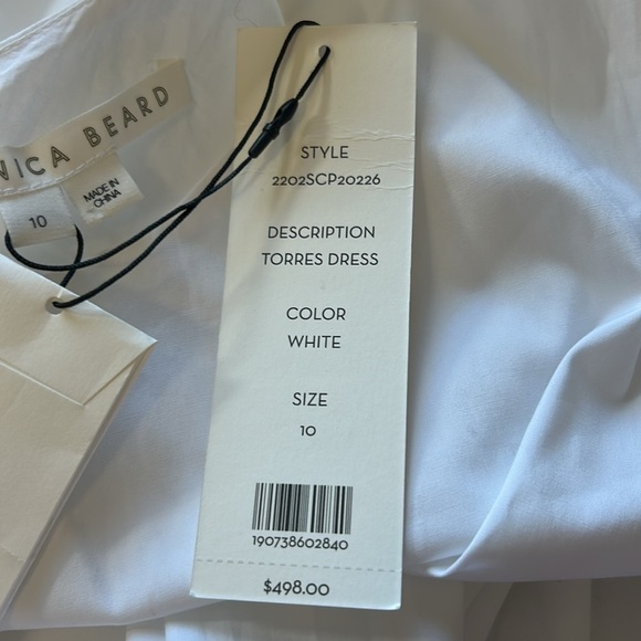 VERONICA BEARD Torres Dress White Round Neck Long Sleeve Stretch Poplin 10 NEW - Picture 16 of 16